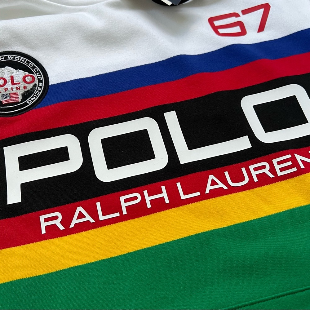 POLO RALPH LAUREN World Cup Racing Alpine Logo Striped Multicolor Hoodie - Picture 7 of 12